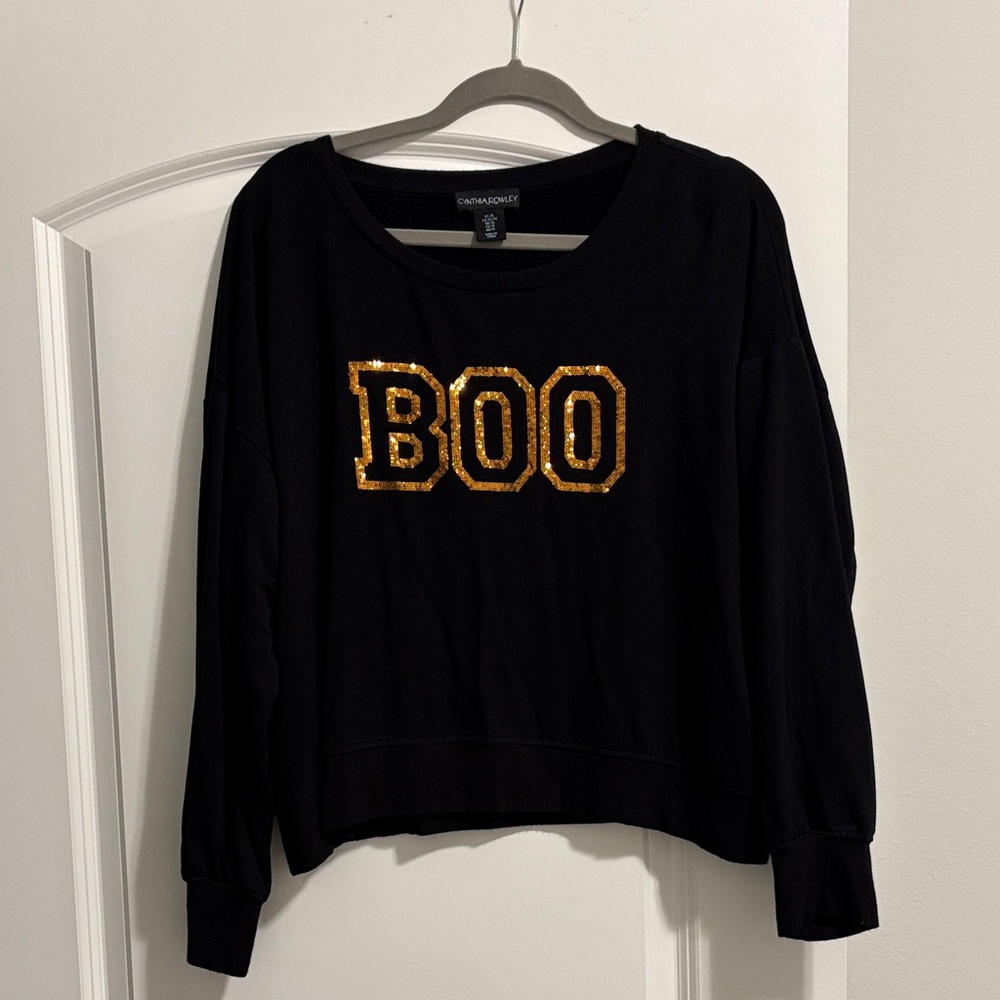 Cynthia Rowley Black BOO sequin Sweatshirt